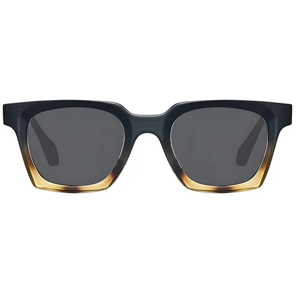 Stylish Black Amber Acetate Square Sunglasses Polarized Grey Lenses UV400 - Picture 5 of 5